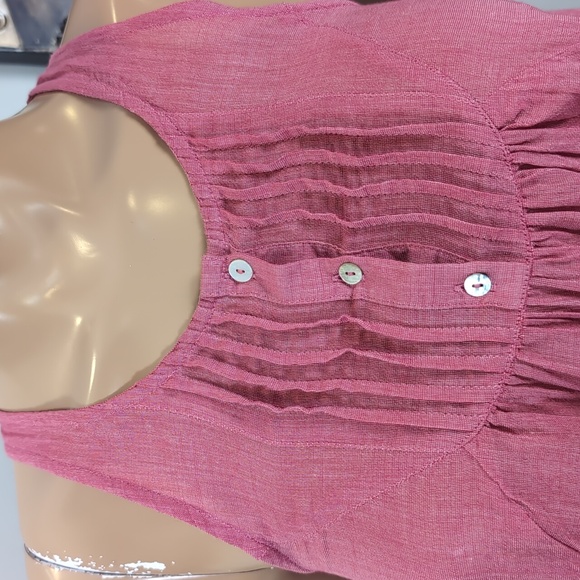 NEW Forever 21 Sleeveless Pink Pleated Pintuck Tunic Top Pockets Size 2 Smocked - Picture 3 of 12